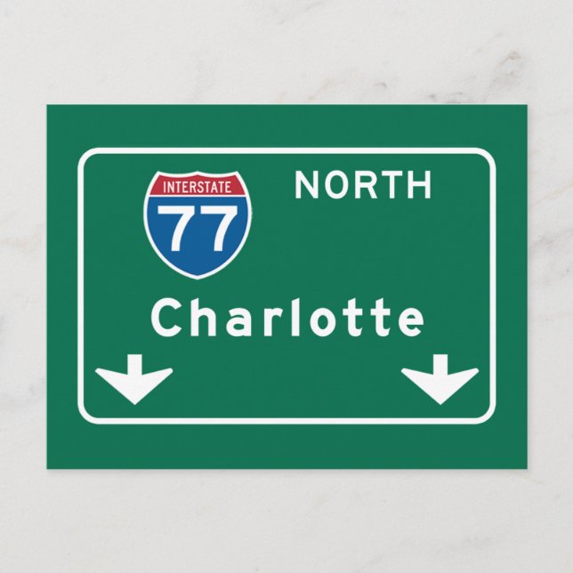 Carte Postale SYMBOLE DE ROUTE Charlotte, NC (Devant)