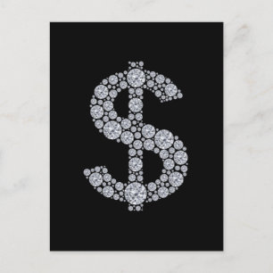 Carte Postale SYMBOLE Dollar Diamant Bling