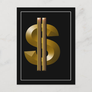 Carte Postale SYMBOLE Dollar Or