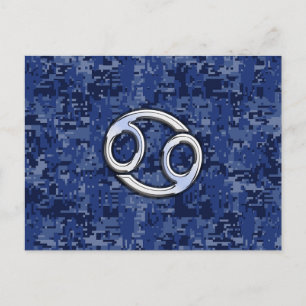 Carte Postale Symbole du cancer Zodiaque Marine Camouflage numér