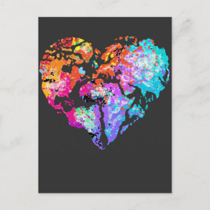Carte Postale Symbole du coeur du monde coloré Stop au racisme