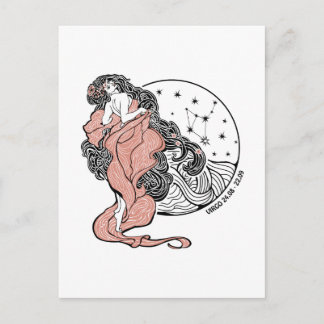 Carte Postale Symbole du zodiaque de la Virgo.Cercle Horoscope