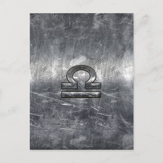 Carte Postale Symbole du Zodiaque de Libra dans le style argenté (Devant)