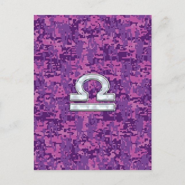 Carte Postale Symbole du Zodiaque de Libra sur Camo numérique Fu (Devant)