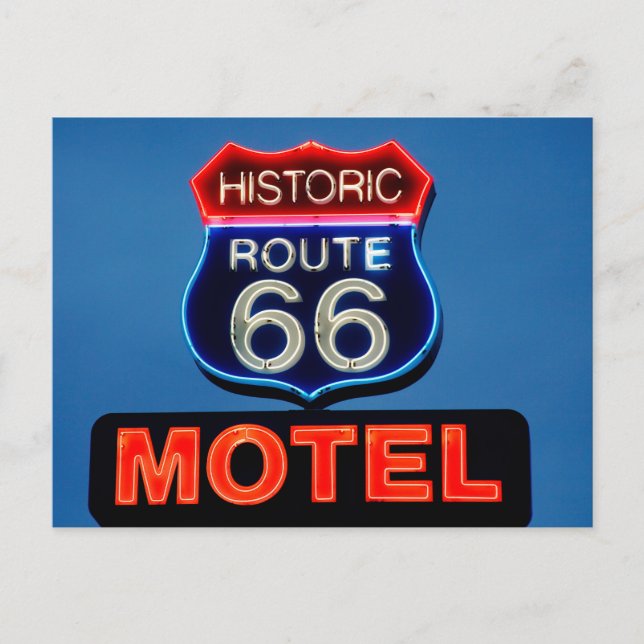 Carte Postale Symbole historique Route 66 néon photo (Devant)