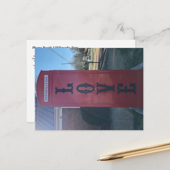 Carte Postale Symbole LOVEworks de la cabine téléphonique (Devant/Arrière en situation)