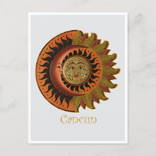Carte Postale Symbole maya du soleil et de la lune de Cancun