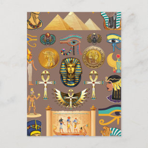 Carte Postale Symbole Motif égyptien Hiéroglyphique antique