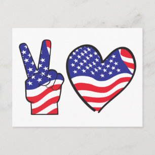 Carte Postale SYMBOLE Patriotique DE LA PAIX ET COEUR