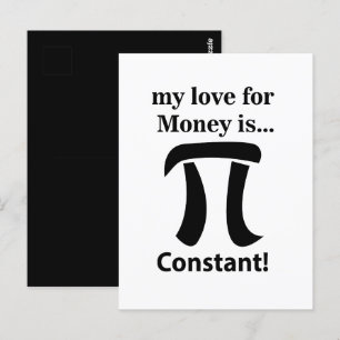 Carte Postale Symbole Pi Drôle Mon amour pour l'argent est symbo