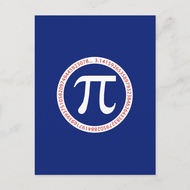 Carte Postale Symbole Pi en cercle sur bleu marine (Devant)