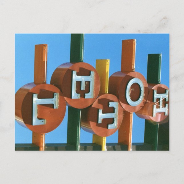 Carte Postale Symbole Retro Vintage Neon Hotel/Motel (Devant)