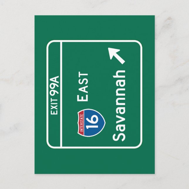 Carte Postale SYMBOLE ROUTIER DE Savannah, GA (Devant)