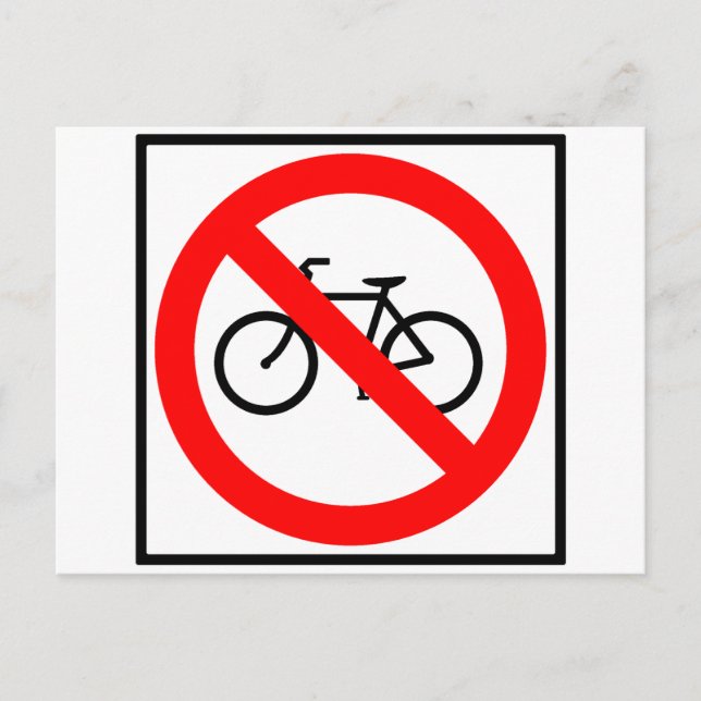Carte Postale Symbole routier interdit de circulation à bicyclet (Devant)