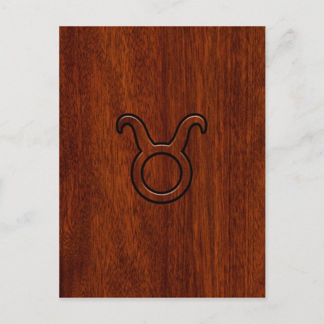 Carte Postale Symbole Taurus Zodiac en Mahogany Style imprimé (Devant)