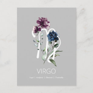 Carte Postale Symbole Vierge Floral Moderne
