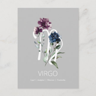 Carte Postale Symbole Vierge Floral Moderne