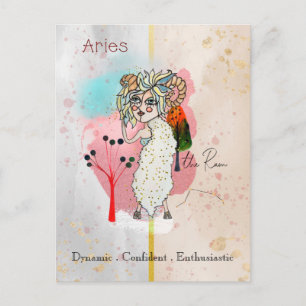 Carte Postale SYMBOLE Zodiaque Béliers Bélier Fille Symbolique B