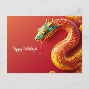 Carte Postale symbole zodiaque chinois nouvelle année 2025 serpe