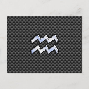 Carte Postale Symbole Zodiaque d'argent Aquarius Style fibre de 