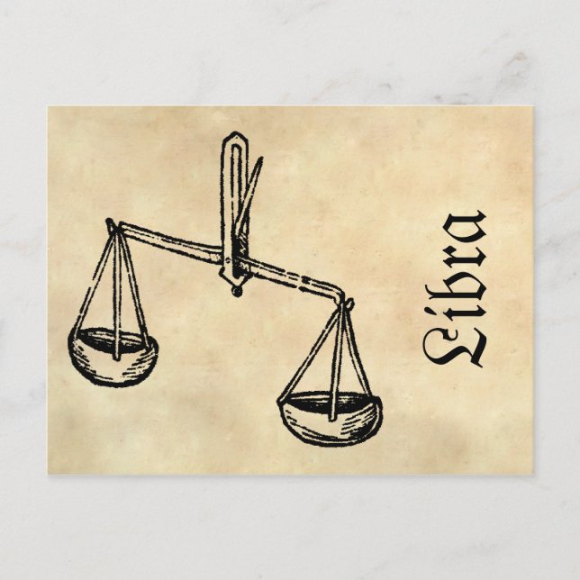 Carte Postale Symbole Zodiaque de la Renaissance médiévale Libra (Devant)