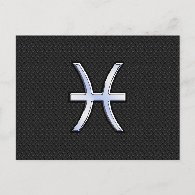 Carte Postale Symbole zodiaque Pisces sur le style de peau de se (Devant)