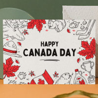 Symboles canadiens illustrés de rouge-blanc