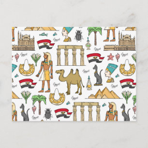 Carte Postale Symboles de couleurs du Motif égyptien