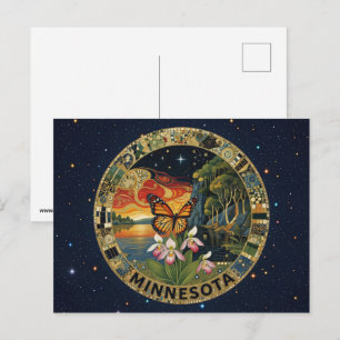 Carte Postale Symboles de l'État du Minnesota aux États-Unis
