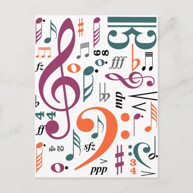 Carte Postale Symboles de musique (Devant)