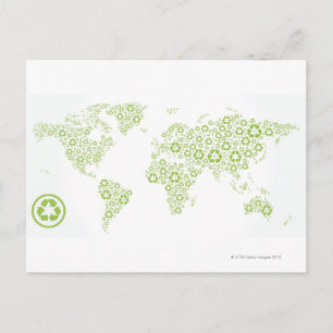 Carte Postale Symboles de recyclage utilisés pour créer la planè