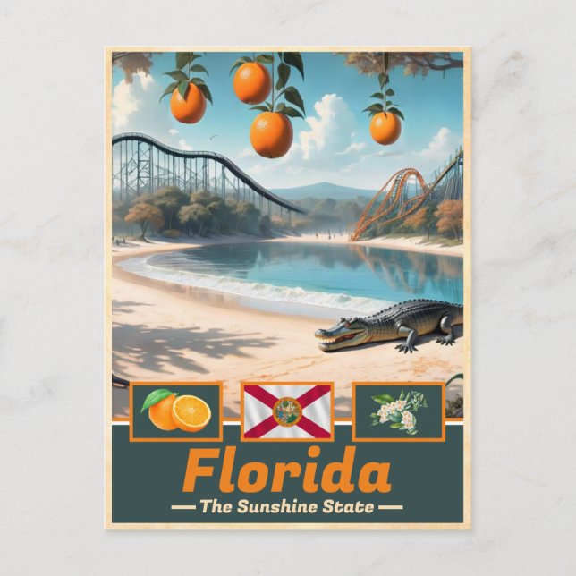 Carte Postale Symboles et merveilles de l'état de Floride (Devant)