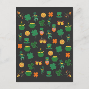 Carte Postale Symboles motifs irlandais chanceux, jour de saint 