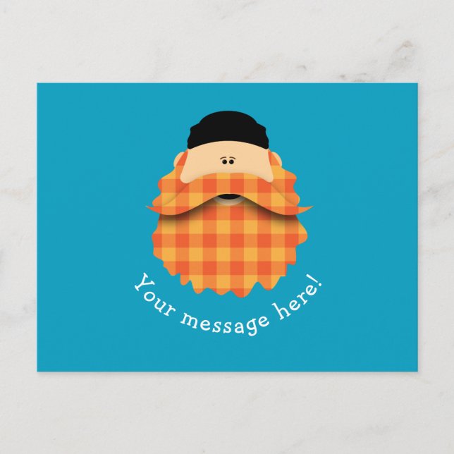Carte Postale Sympa Pays Plaid Bright Orange Bearded Caractère (Devant)