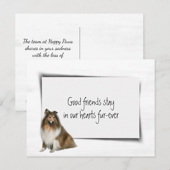 Carte Postale Sympathie pour la perte d'un chien Colley (Devant / Derrière)