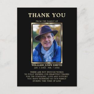 Carte Postale Sympathy Funeral Memory MERCI Photo Black