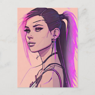 Carte postale Synthwave-punk femme
