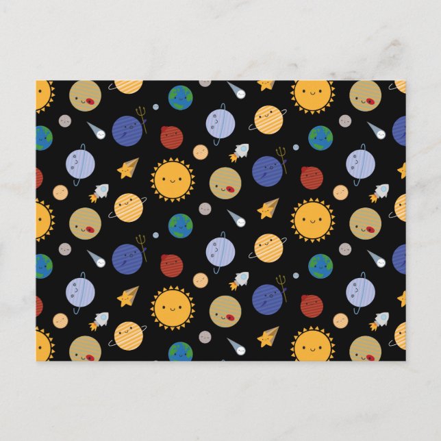 Carte Postale Système solaire de Kawaii (Devant)
