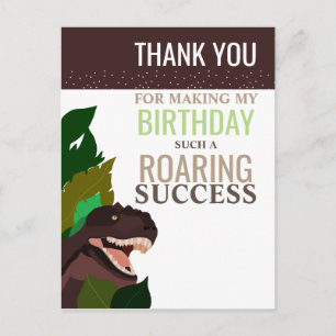 Carte Postale T Rex Dinosaur Party Merci d'anniversaire pour enf