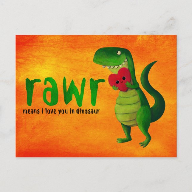 Carte Postale T-rex Dinosaure romantique (Devant)