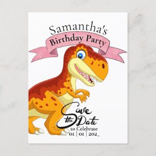 Carte Postale T Rex en or, Joyeux Anniversaire Fille 
