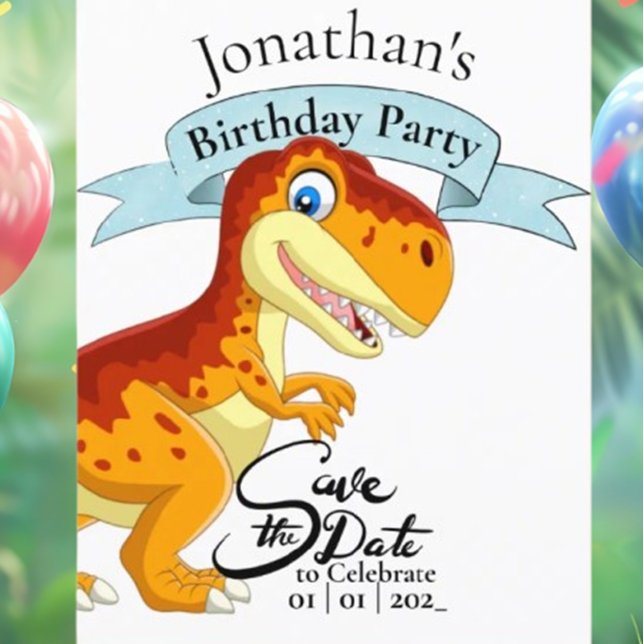 Carte Postale T Rex en or, Joyeux Anniversaire Garçon (Celebrate your little one's special day with our Gold T Rex Happy Birthday postcard! )
