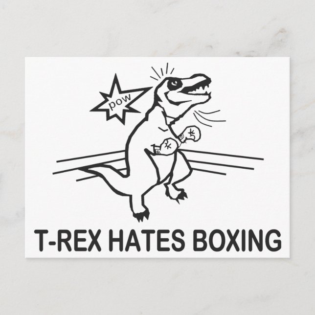 Carte Postale T Rex Hates Boxe (Devant)