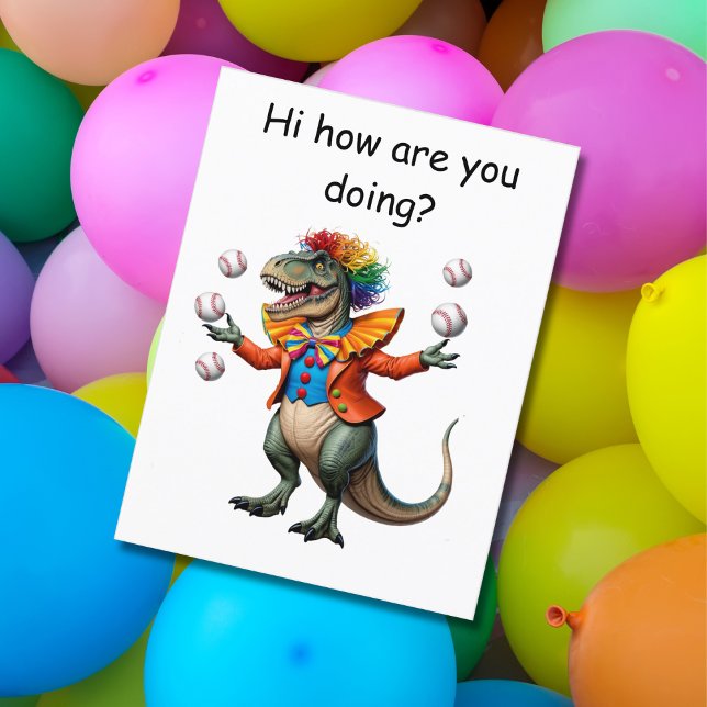 Carte Postale T-rex jonglant en tenue de clown  (Créateur téléchargé)