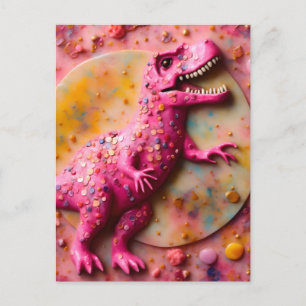 Carte Postale T-Rex rose