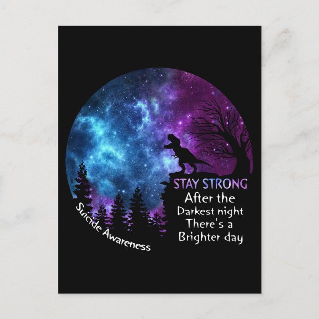 Carte Postale T Rex Sensibilisation au suicide Restez fort T Rex (Devant)