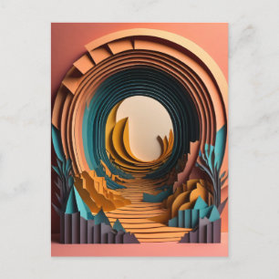 Carte Postale T-shirt 3D Paper Art Design