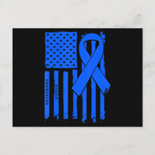 Carte Postale T-shirt American Flag Blue Ribbon Ataxia Awareness