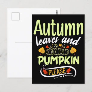 Carte Postale T-shirt Citrouille Automne, Chemise Automne Automn
