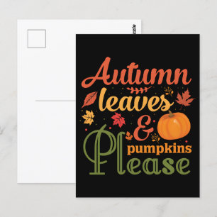 Carte Postale T-shirt Citrouille Automne, Chemise Automne Automn